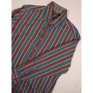 Robert Graham Mens XL Multi Color Striped Long Sleeve Button Down Shirt Cotton